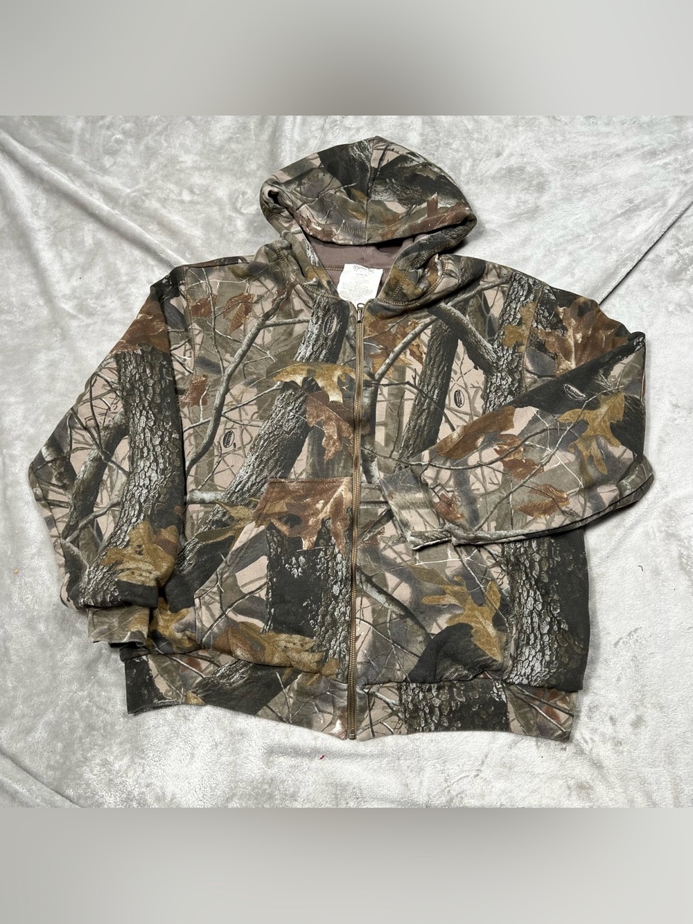 Outfitters Ridge Full Zip Camo Jacket Mens L Green Realtree Streetwear Boxy Y2K